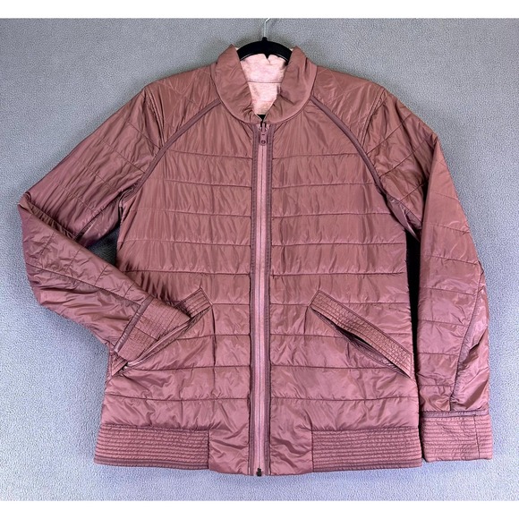 Lululemon Puffer Jacket 8 Pink Pale Reversible The Bomb Bomber Primaloft Glyde - Picture 1 of 9
